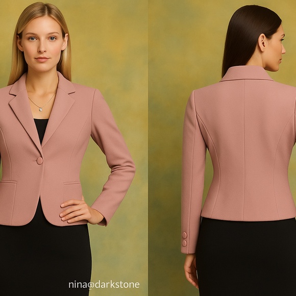 Giorgio Armani Black Lable Dusty Rose Double-Breasted Wool Blend Jacket Size 4 - Picture 3 of 9